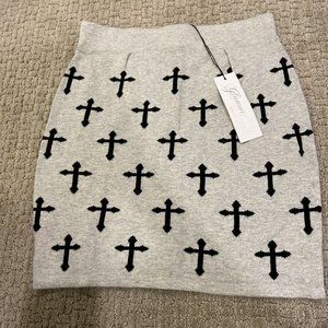 Glamorous Sweater Mini Skirt - Black/Grey - Brand New with Tags